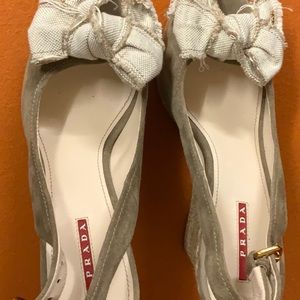 Prada Suede Slingback Espadrille Wedges $99